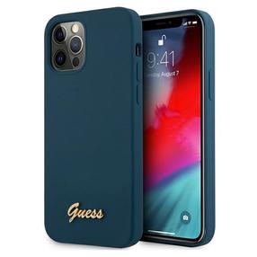Telefono dėklas Guess Silicone Vintage Gold Logo for iPhone 12 Pro Max, mėlyna sp., Apple