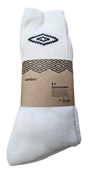Sokid Umbro, valge v., 43-46, 5 tk