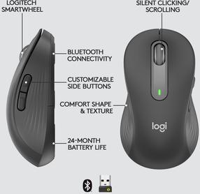 Datorpele Logitech Singature M650 L Left bluetooth, pelēka
