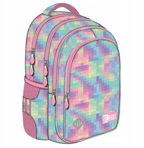Kooli seljakott St. Right Pastel Pixels, roheline v./roosa v./violetne v., 40 cm x 28 cm x 18 cm