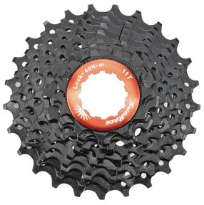 Brīvrumbas un kasetes SunRace CSRX0 FRWE144, alumīnijs/tērauds, melna krās./sarkana krās.