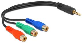 Провод Delock 3.5 mm stereo male, RCA female x 3, 0.24 м, черный цв.