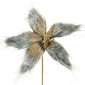 Kalėdinė dekoracija, "Gėlė" 166, 30 cm, aukso sp./pilka sp.