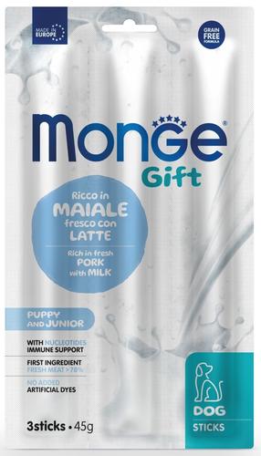 Skanėstas šunims Monge Gift Dog Sticks Pork With Milk, kiauliena, 0.045 kg