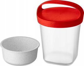 Dėžutė maistui Koziol Buddy, 0.5 l, 10.4 cm x 10.4 cm, skaidri sp./raudona sp.