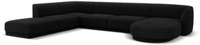 Kampinė sofa Micadoni Home Miley Velvet Panoramic 6 Seats, juoda sp., kairinė, 327 x 245 cm x 74 cm