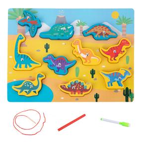 Magnetinė dėlionė, dinozauras Lean Toys, 1 cm, įvairių spalvų, 10 vnt.