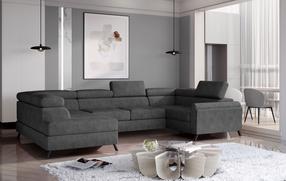 Kampinė sofa Escada Dora 96, antracito sp., kairinė, 200 x 350 cm x 98 cm