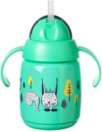 Puodelis su snapeliu Tommee Tippee Superstar Weighted Straw Cup, 300 ml, 6+ mėn., plastikas/silikonas, žalia sp.