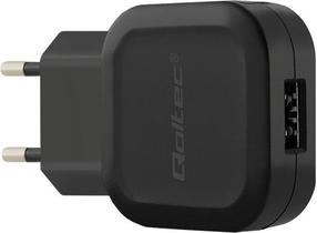 Telefona lādētājs Qoltec, USB/AC, melna krās., 12 W