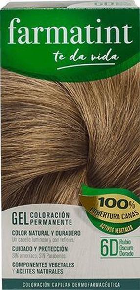Kраска для волос Farmatint Permanent Color Gel, dark golden blonde цв., 6D, 150 мл
