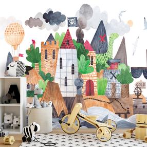 Fototapetas Artgeist A Colourful Treasure Island With A Castle - A Pirate Ship At Sea For Children, 315 cm x 450 cm