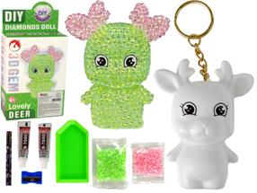 Kūrybinis deimantinės mozaikos rinkinys, raktų pakabukas Lean Toys DIY Lovely Deer, žalia sp./rožinė sp.