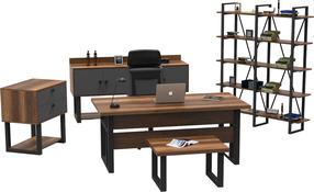 Biuro baldų komplektas Kalune Design MN10-BA, antracito sp./ruda sp., 90 cm x 180 cm x 73 cm