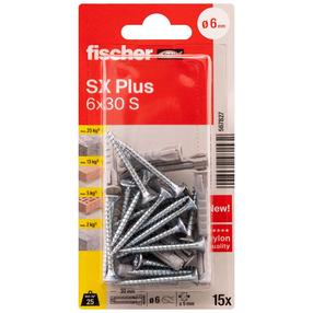 Kaištis su varžtu Fischer SX Plus S, plytoms/betonui, 6 mm x 30 mm, 15 vnt.