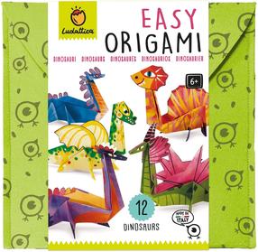 Paberkujukeste valmistamise komplekt Ludattica Easy Origami Dinosaurs, kollane v./erivärviline/sinine v.