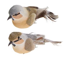 Eglītes rotājums Bird, (krāsa/dizains tiek izvēlēts nejauši), 4 cm, poliesters/spalvas/polistirols, 2 gab.