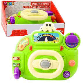 Interaktīva rotaļlieta, stūre Lean Toys Interesting Simulated Driving, 19 cm, zaļa krās.