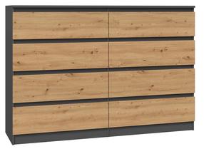 Kumode M8, antracīta krās./ozola krās., 97 cm x 138 cm x 40 cm