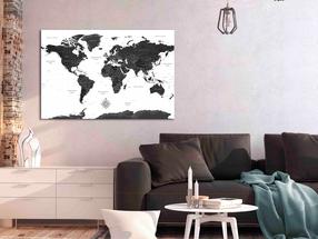 Reprodukcija Artgeist Black And White Map N8060-DKXL, 120 cm x 80 cm