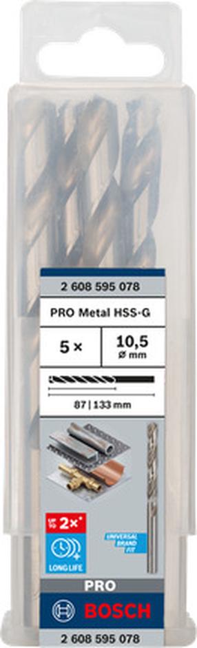 Metalo grąžtų rinkinys Bosch, metalas, hss-g, tiesus, 10.5 mm x 13.3 cm