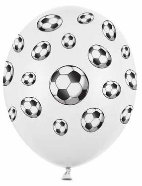 Balionų rinkinys ovalūs PartyDeco Footballs, balta sp./juoda sp., 6 vnt.