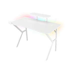 Datorspēļu galds Genesis Holm 320 RGB, 120 cm x 60 cm, 75 cm, balta krās.