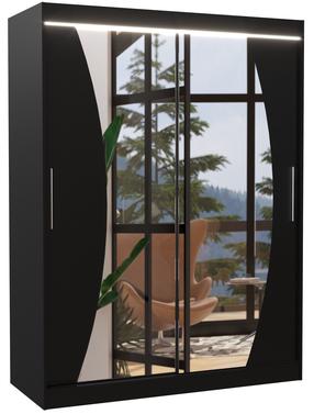 Spinta ADRK Modesto LED, juoda sp., 58 cm x 150 cm x 200 cm, su veidrodžiu