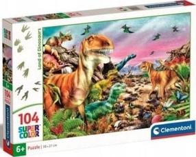 Puzle Clementoni SuperColor Land Of Dinosaurs 25768, 27 cm x 38 cm, 104 gab., daudzkrāsaina