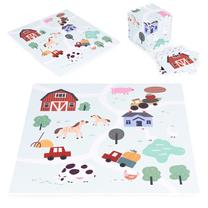 Kilimėlis kūdikiams - dėlionė EcoToys Farm, 90.5 cm x 90.5 cm, 21 vnt, balta sp./įvairių spalvų