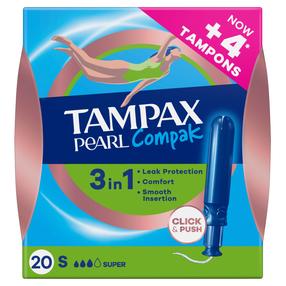Higiēniskie tamponi Tampax Pearl Compak, Super, 20 gab.