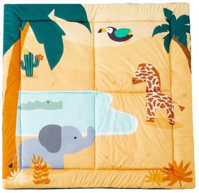 Žaidimų kilimėlis Little Big Friends Jungle, 100 cm x 100 cm, geltona sp. žalia sp.