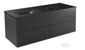 Vonios spintelė su praustuvu Besco Akya Linea, juoda sp., 52.5 cm x 131 cm x 50.7 cm