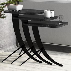 Kavos staliukas Kalune Design Pion Marble, juoda sp., 60 cm x 35 cm x 45 cm
