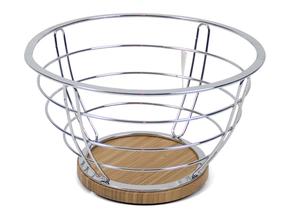 Vaisių ir daržovių krepšelis Kitchen&GO, mediena/metalas, 26 cm x 26 cm x 26 cm, ruda sp./sidabro sp.