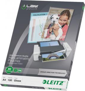 Laminēšanas plēve Leitz UDT, 80 μm x 297 mm x 210 mm, 100 gab.