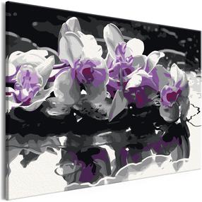 Tapymas pagal skaičius Artgeist Purple Orchid (Black Background & Reflection In The Water) MA_0117, 60 x 40 cm