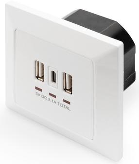 Штепсель Digitus Socket With USB Ports DA-70618, белый цв.