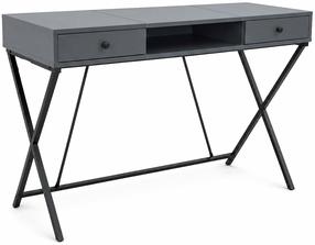 Rašomasis stalas su stalčiais Akord Furniture Factory Crossline, 50 cm x 120 cm, 80.5 cm, grafito sp./juoda sp.
