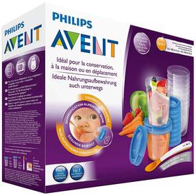 Набор контейнеров для детского питания Philips Avent Food Storage Cup, 6+ мес., пластик, прозрачный цв./синий цв.