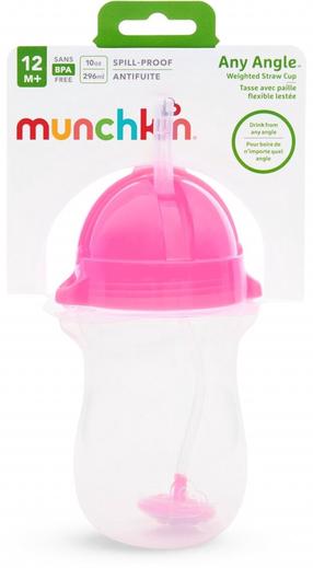 Vaikiškas puodelis Munchkin Any Angle 01246201, 296 ml, 1 m., plastikas, rožinė sp.