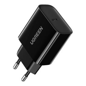 Telefona lādētājs Ugreen Wall charger with EU plug, USB Type C, melna krās., 20 W