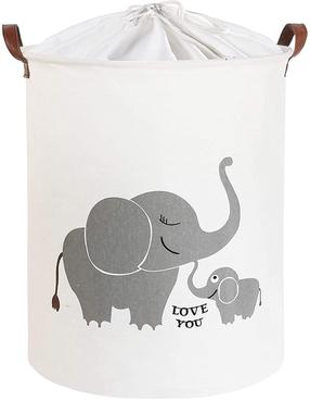 Krepšys, žaislams Sipo Elephant BT015, 43 l, balta sp./pilka sp., 35 x 35 x 45 cm
