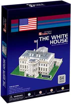 3D dėlionė Cubicfun The White House, 28 cm x 21 cm, 64 vnt., balta sp.