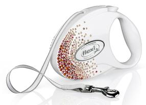 Automātiskā pavada Flexi Glam Splash 2229, balta krās./oranža krās./rozā krās., M 5m