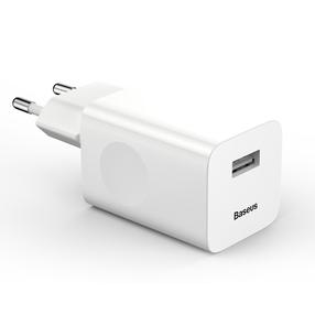 Telefona lādētājs Baseus CCALL-BX02, USB 3.0 type A/AC/DC, balta krās., 24 W