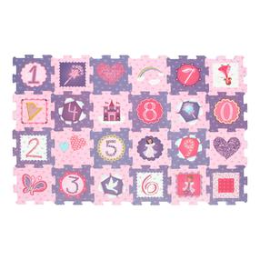 Коврик для малышей - пазл Princes - Number, 16.7 см x 16.7 см, 24 шт, розовый цв.
