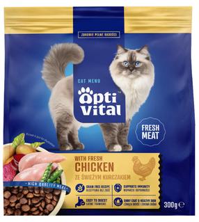 Сухой корм для кошек OptiVital Adult With Chicken, курица, 0.3 кг