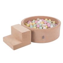 Baseinas su kamuoliukais KiddyMoon Velvet Ball Pool Round 200 Balls, 90 cm x 90 cm, 202 vnt, rožinė sp.
