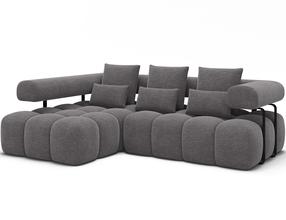 Kampinė sofa Levvi, tamsiai pilka sp., 184 x 260 cm x 102 cm